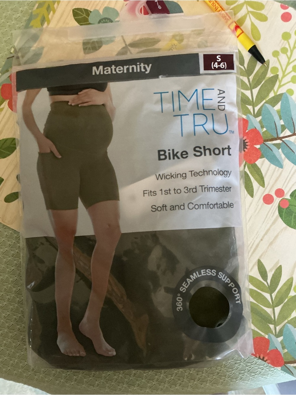Time and Tru Olive Maternity Bike Shorts